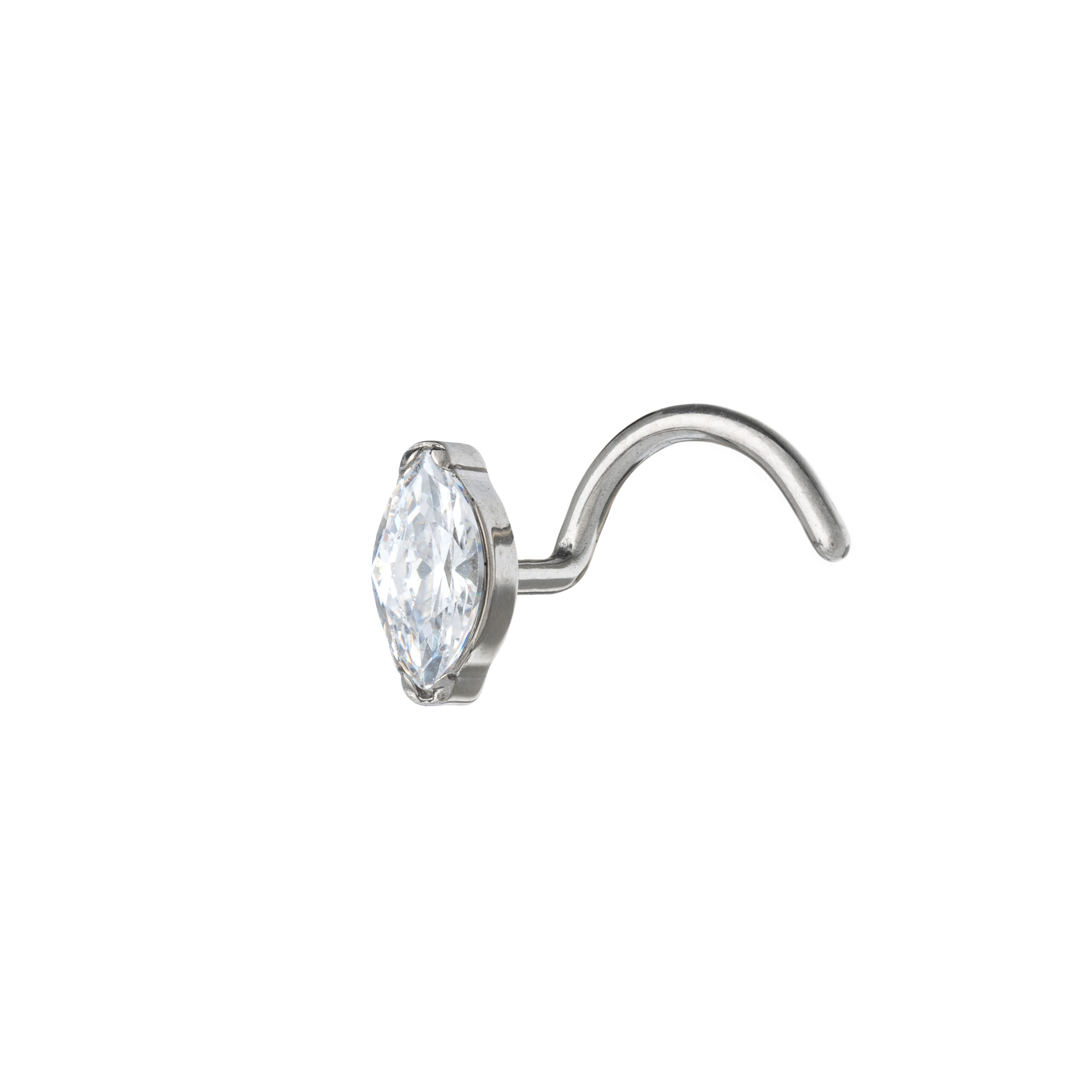 Titanium Nostril Screw With Prong Set Marquise CZ Stone Top