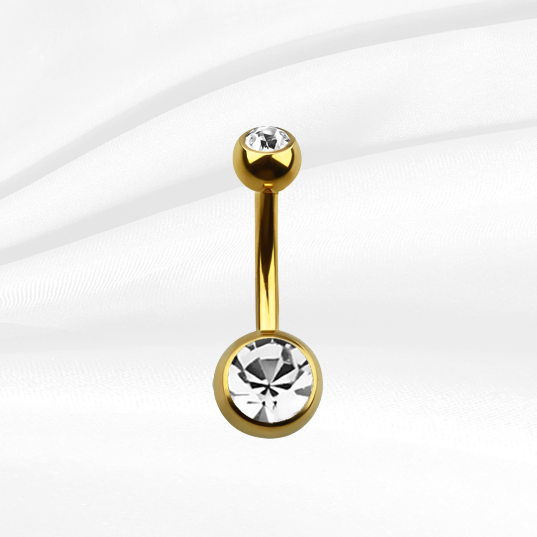 Gold Anodized Navel Banana With Top & Bottom Jewel