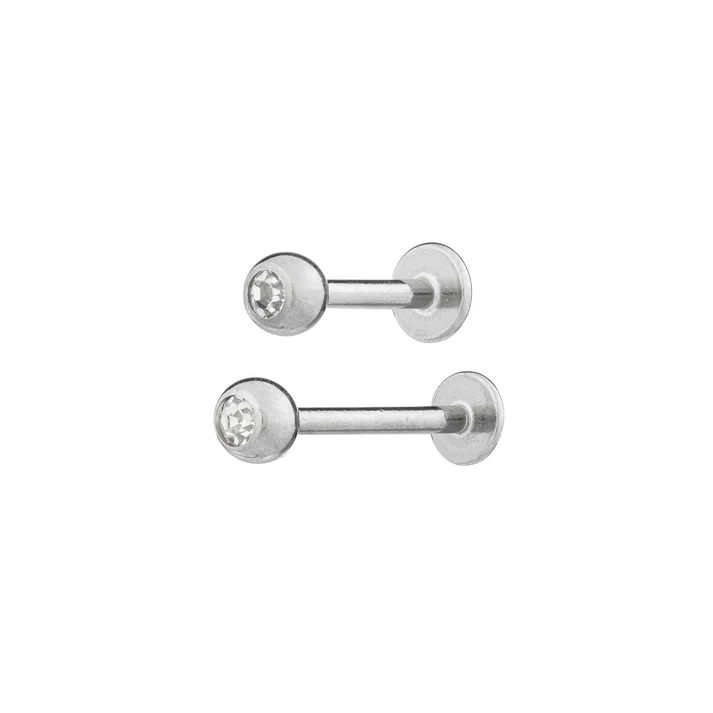 Surgical Steel Labret With Bezel-set Jewel Ball 1.2mm