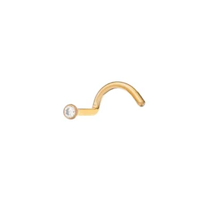 Anodized Surgical Steel Gold Nostril Screw With Jewel