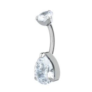 Titanium Pear-Cut Zirconia Navel Banana - Clear