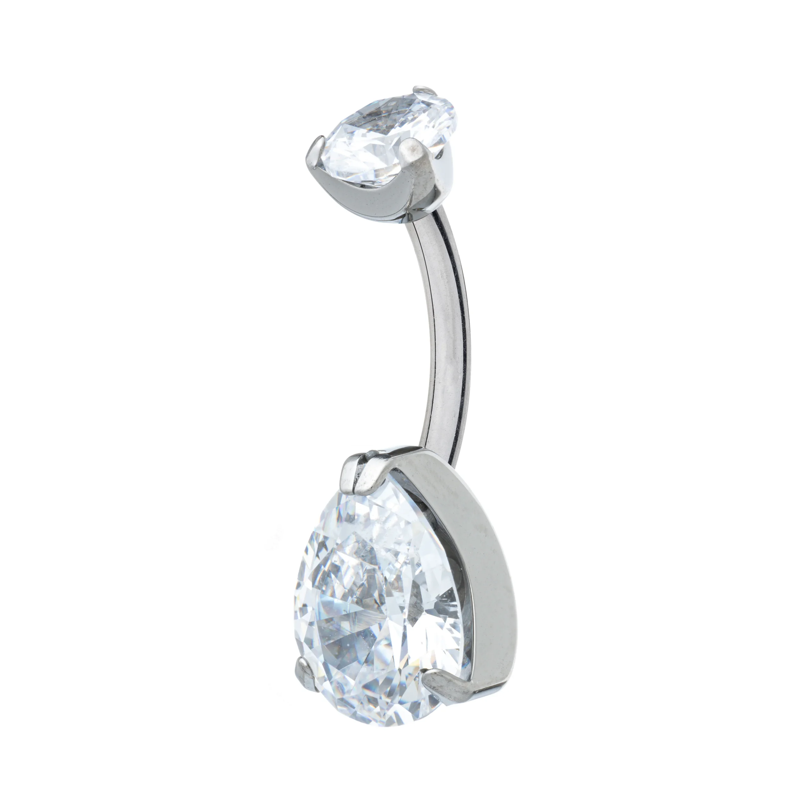 Titanium Pear-Cut Zirconia Navel Banana – Clear