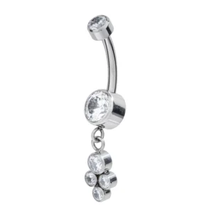 Titanium Flat-Back Navel Banana With 4 Round Zirconia Charm