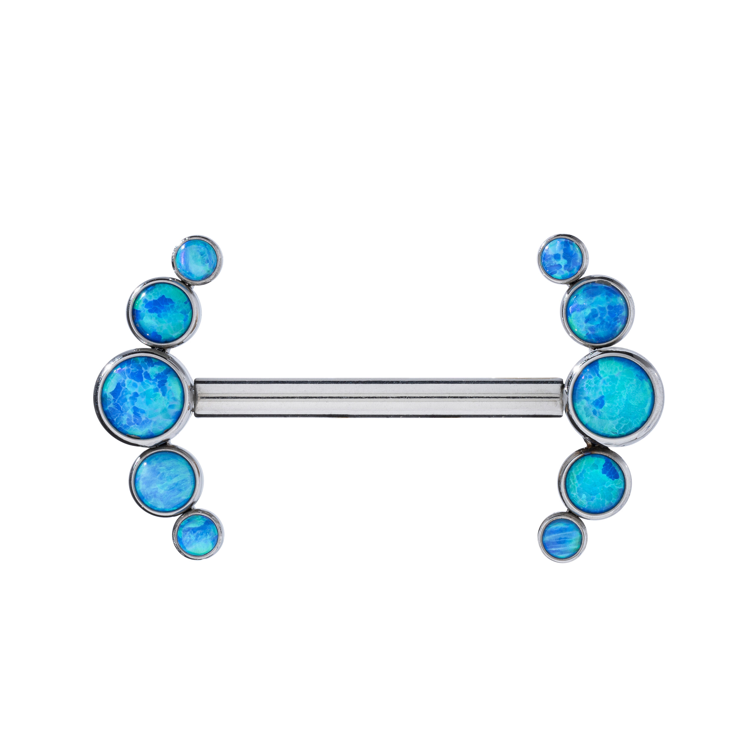 Opalium Arc Nipple Barbel – 16mm, Blue Opal