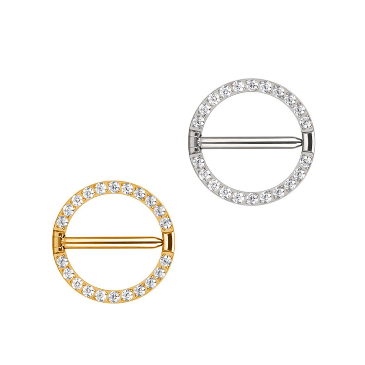 Titanium Nipple Clicker Ring With Cubic Zirconia Pavé