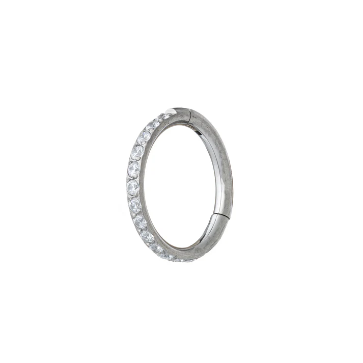 Titanium Clicker With Cubic Zirconia Pave