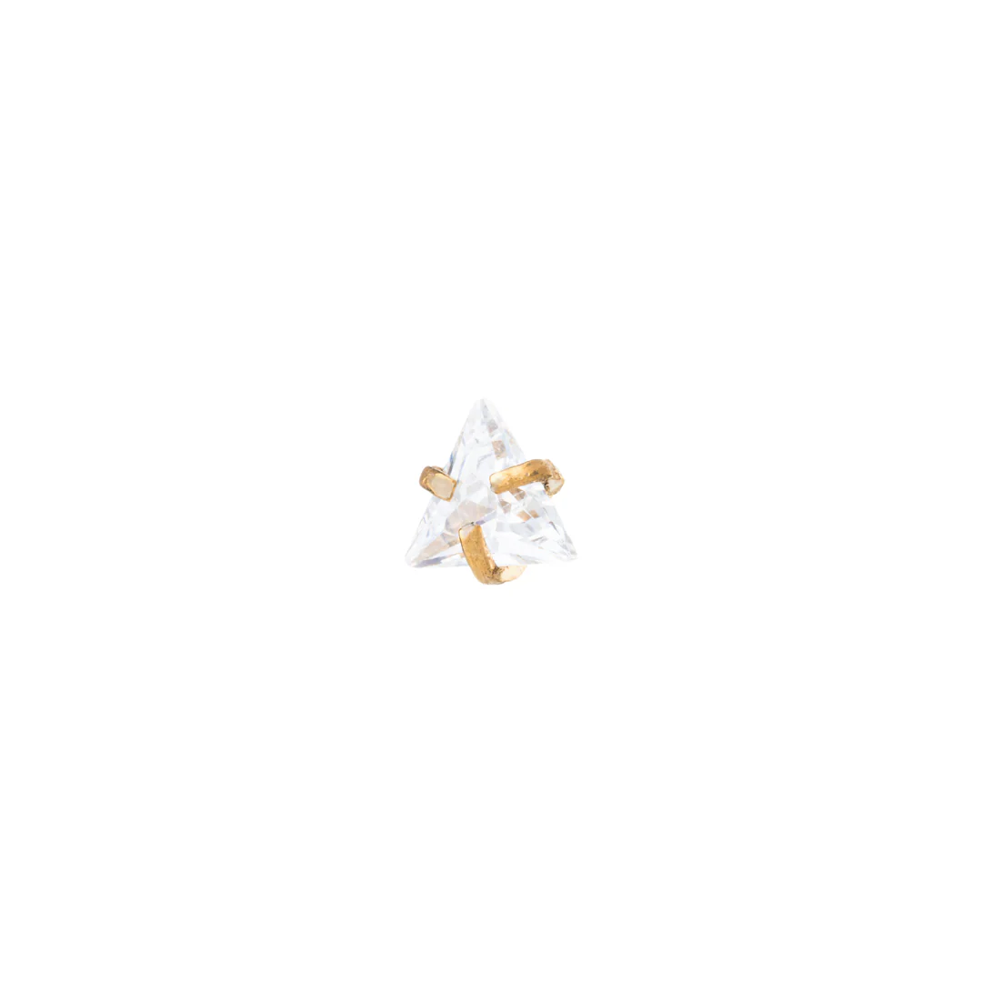 24K Gold Plated Triangle Prong-set Zirconia End